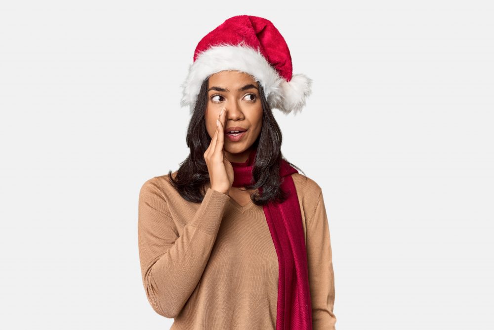 Filipino,In,Christmas,Attire,And,Santa,Hat,Is,Saying,A